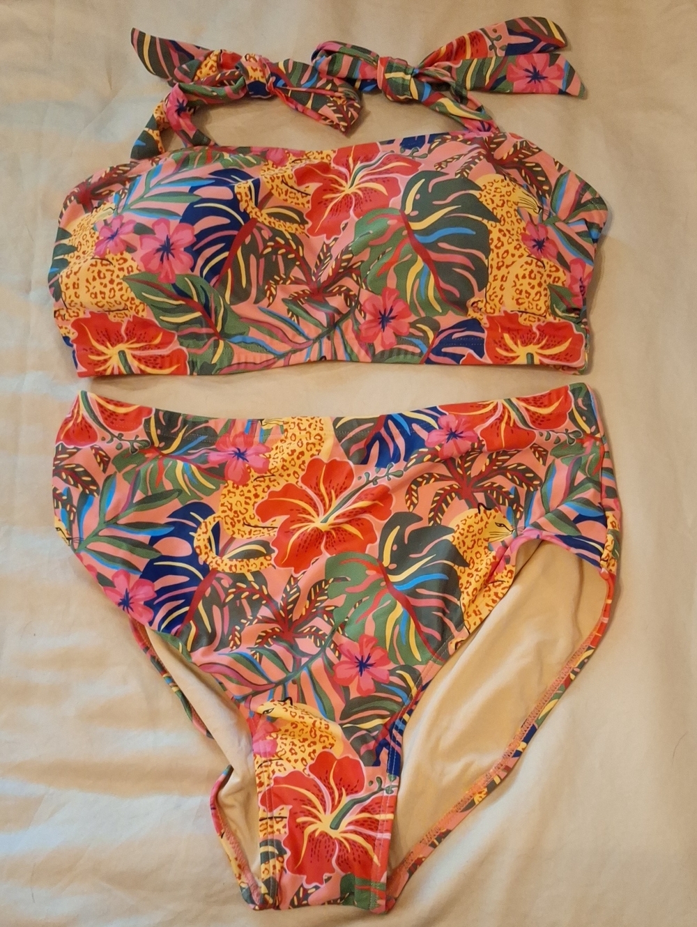 Tropical Floral High-Waist Bikini Set new Without Tags